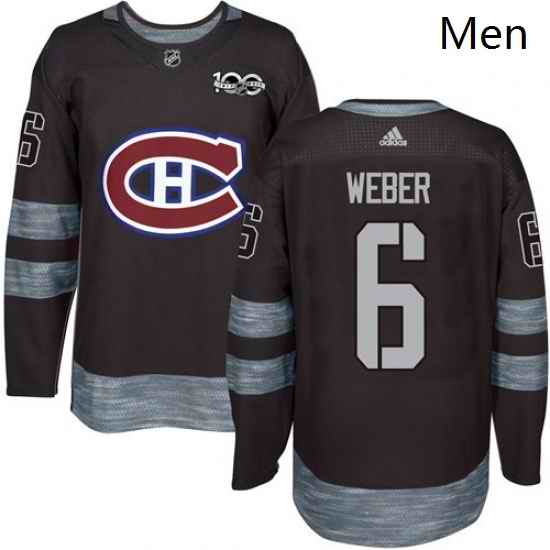 Mens Adidas Montreal Canadiens 6 Shea Weber Authentic Black 1917 2017 100th Anniversary NHL Jersey